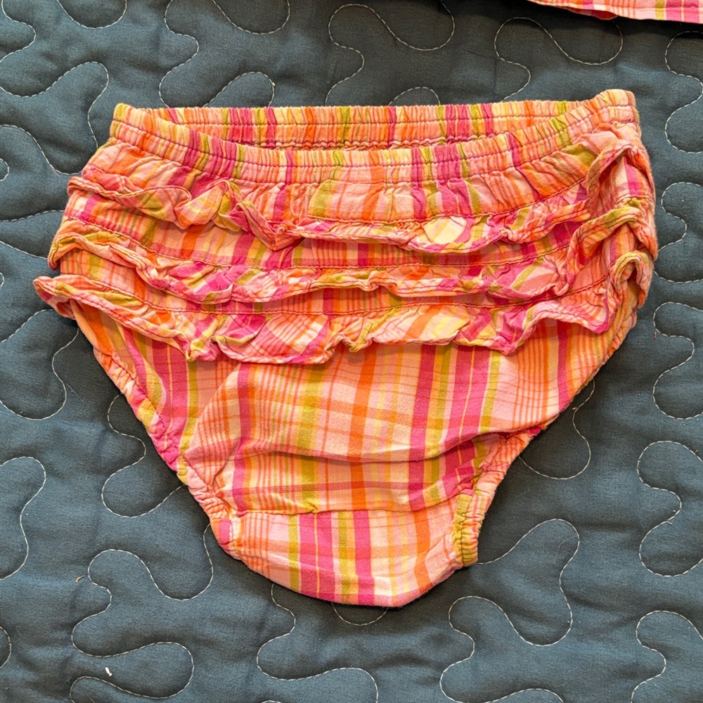 Baby GAP Size 0-3 Months Plaid Orange and Pink Dress with Bloomers - Picture 6 of 7